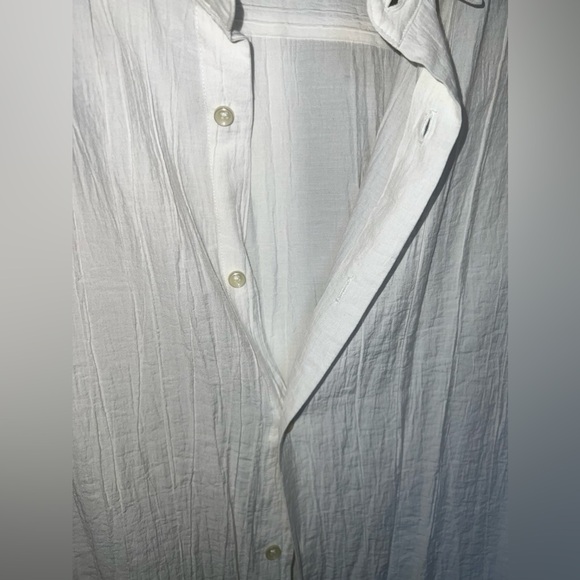 Zara White Wrinkle Pleated Button Down Shirt - XL - Picture 3 of 7